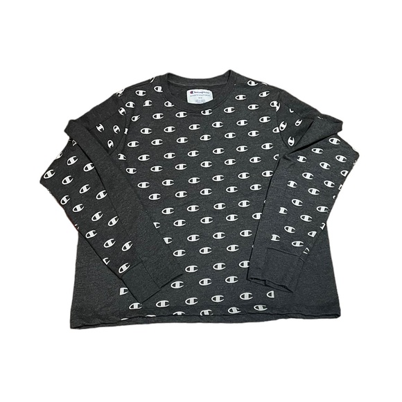 Champion pullover long sleeve insignia athleisure charcoal sweatshirt medium - Picture 10 of 10